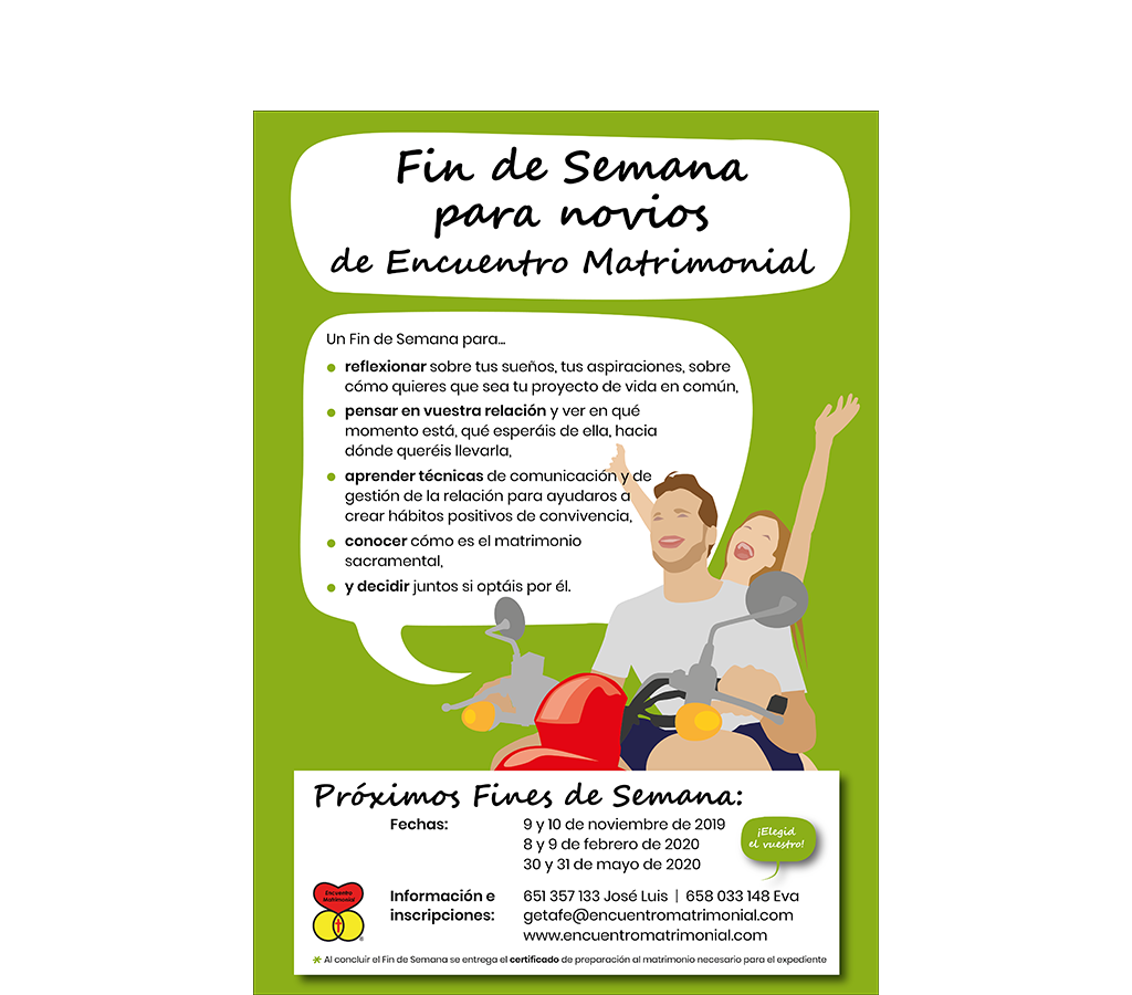 Cartel del Fin de Semana para novios